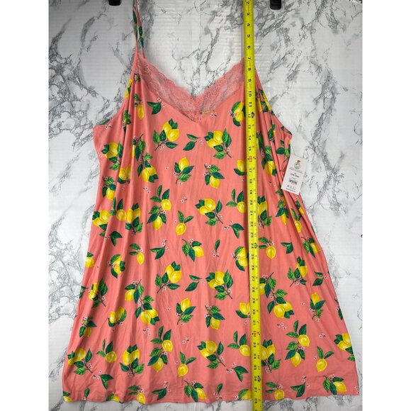 Joyspun Womens 3X Knit Chemise gown With Lemons Print & Lace Trim - Picture 3 of 9